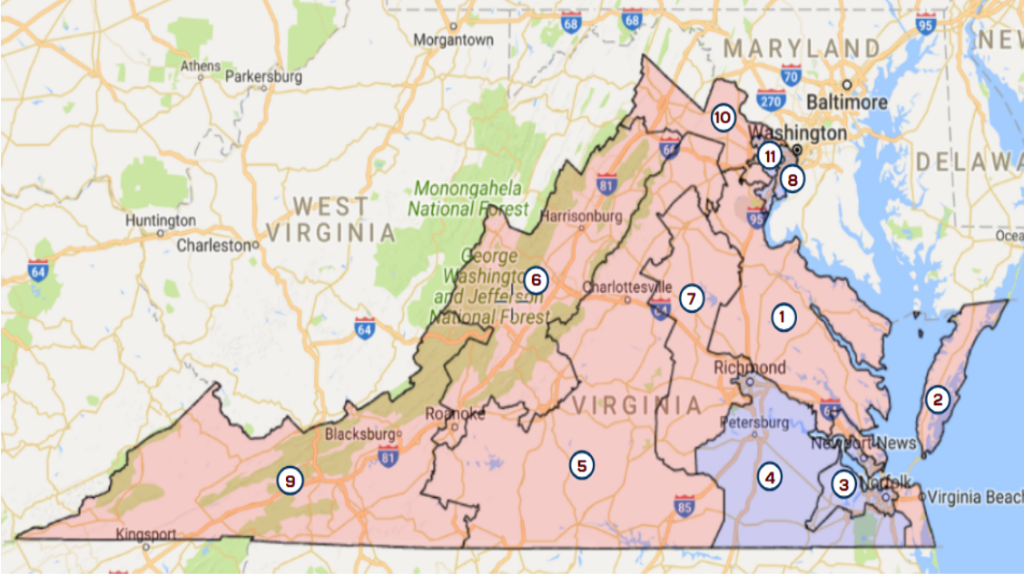 Virginia Congressional Districts Virginia Onair